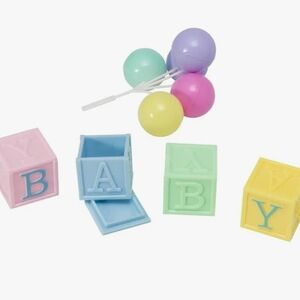 Colorful Baby Blocks and Balloons Set Cake Toppers